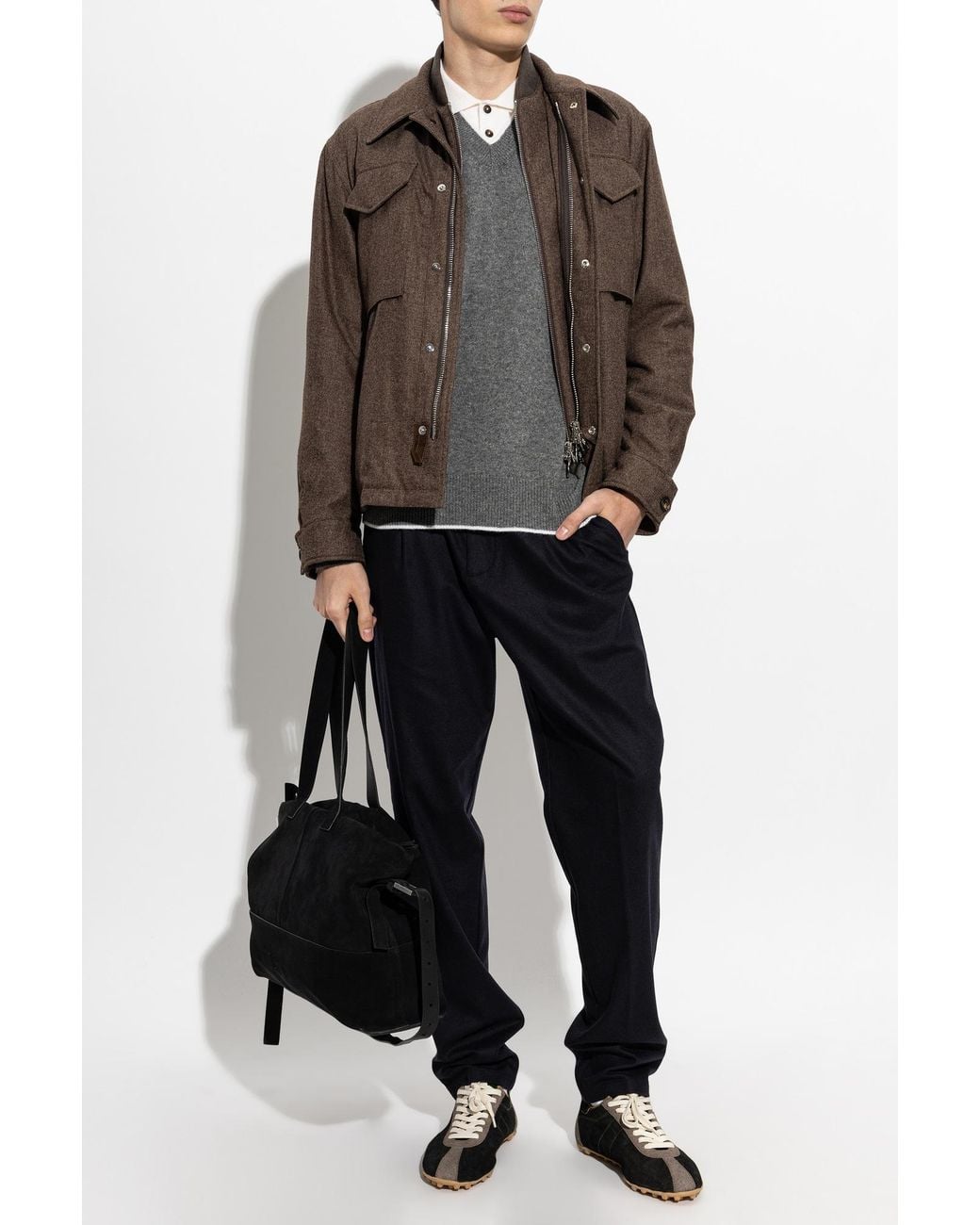 Eleventy Brown Insulated Jacket With Pockets for men