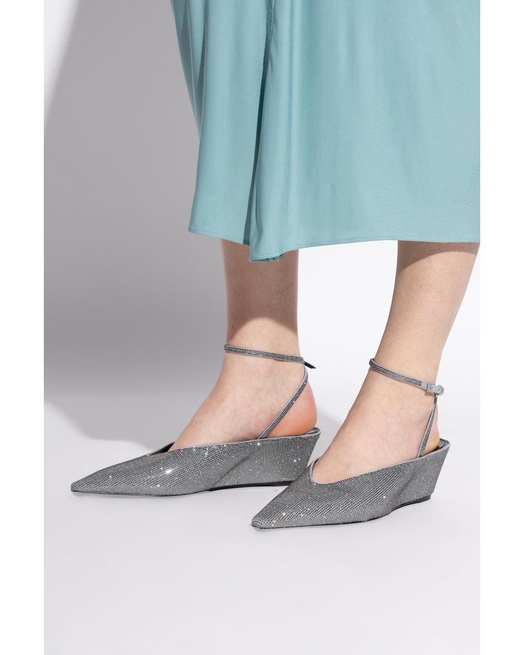 Tory Burch White "Pave" Wedge Shoes