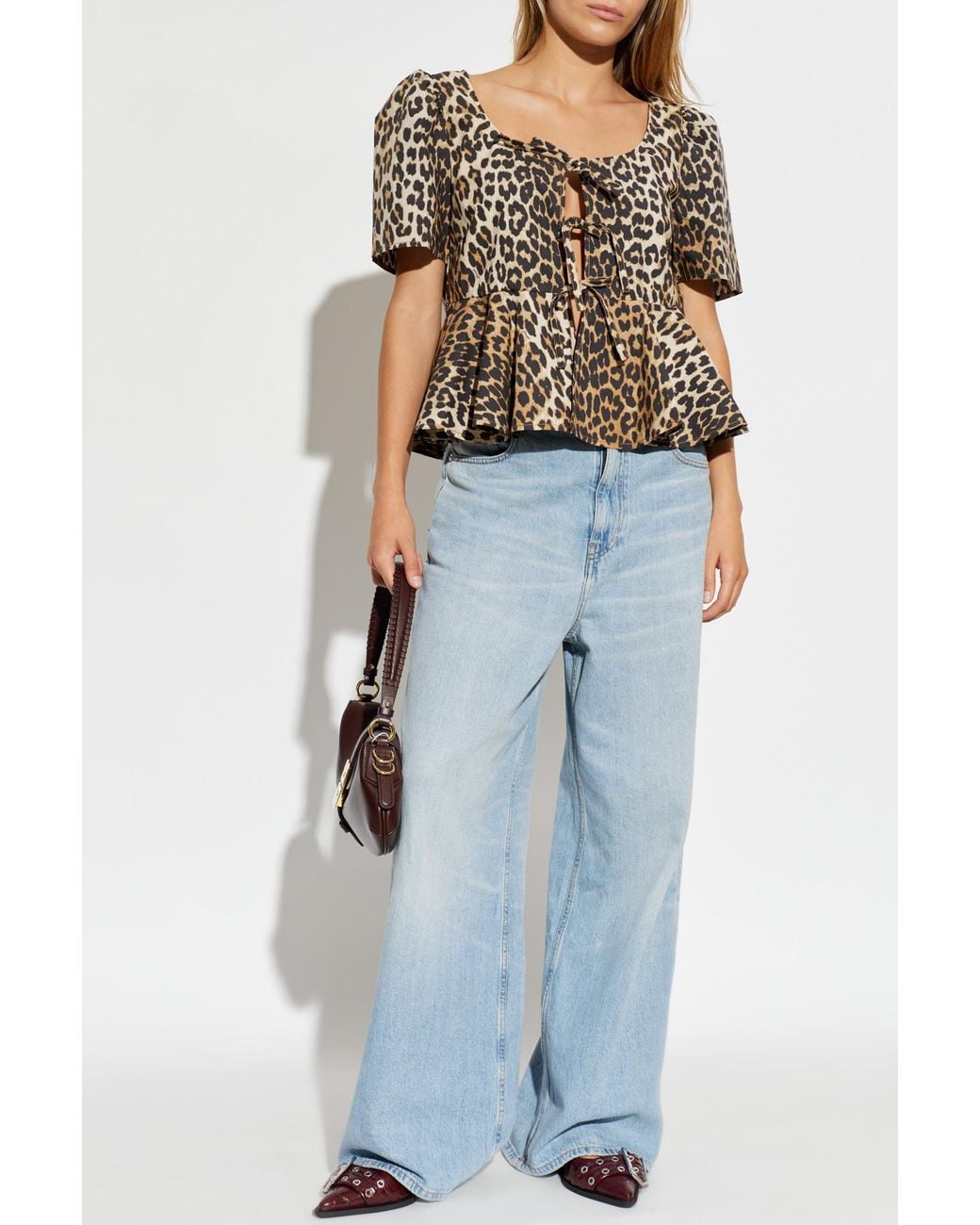 Ganni Natural Top With Animal Motif
