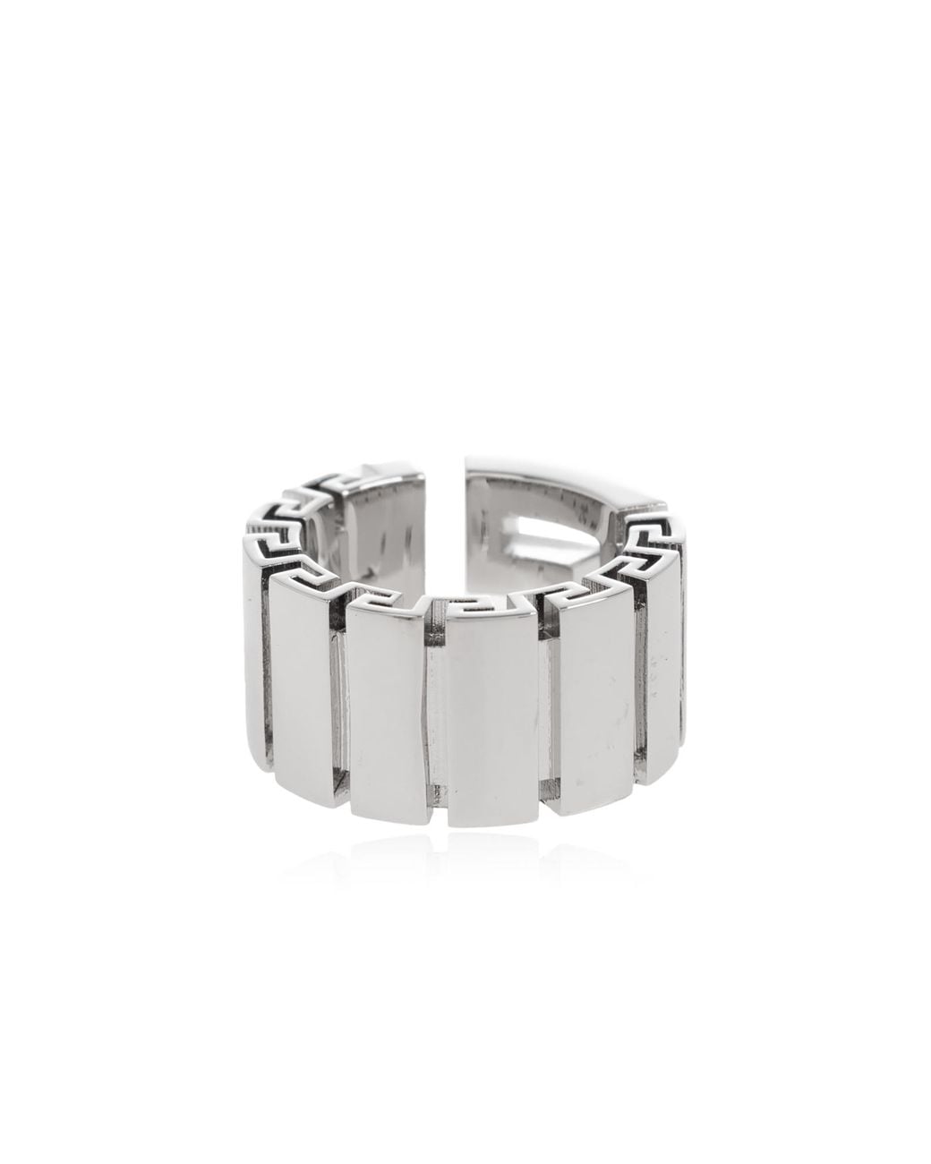 Versace Metallic Ring With Greek Pattern