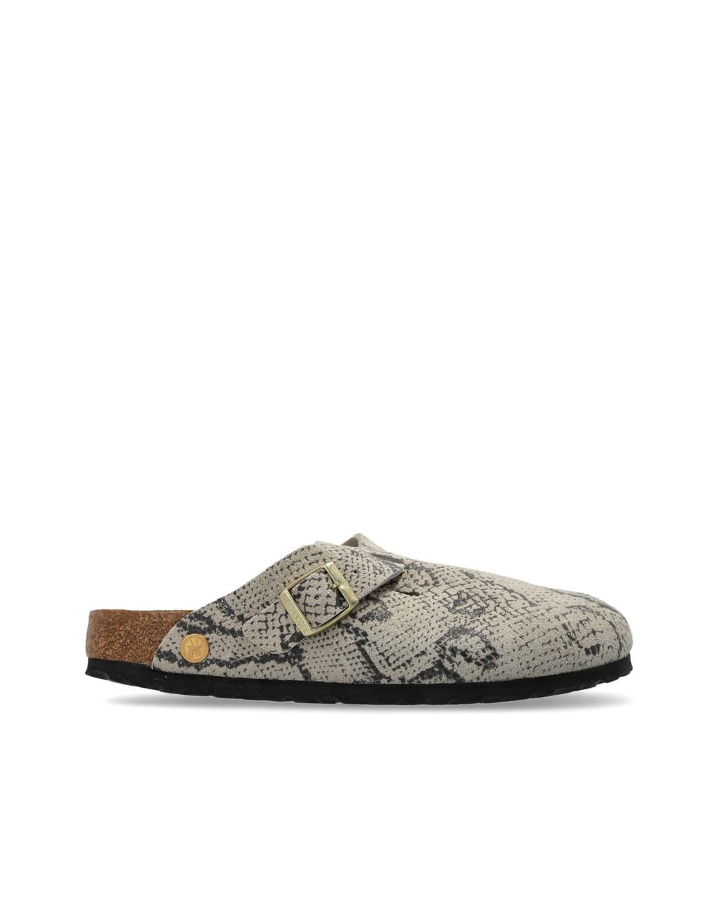 Birkenstock Natural 'Boston Rivet Logo' Slides