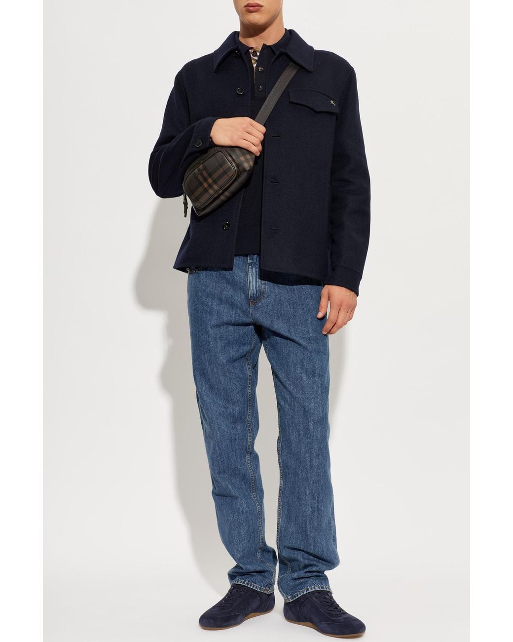 Burberry Blue Wool Jacket 'Thorn' for men