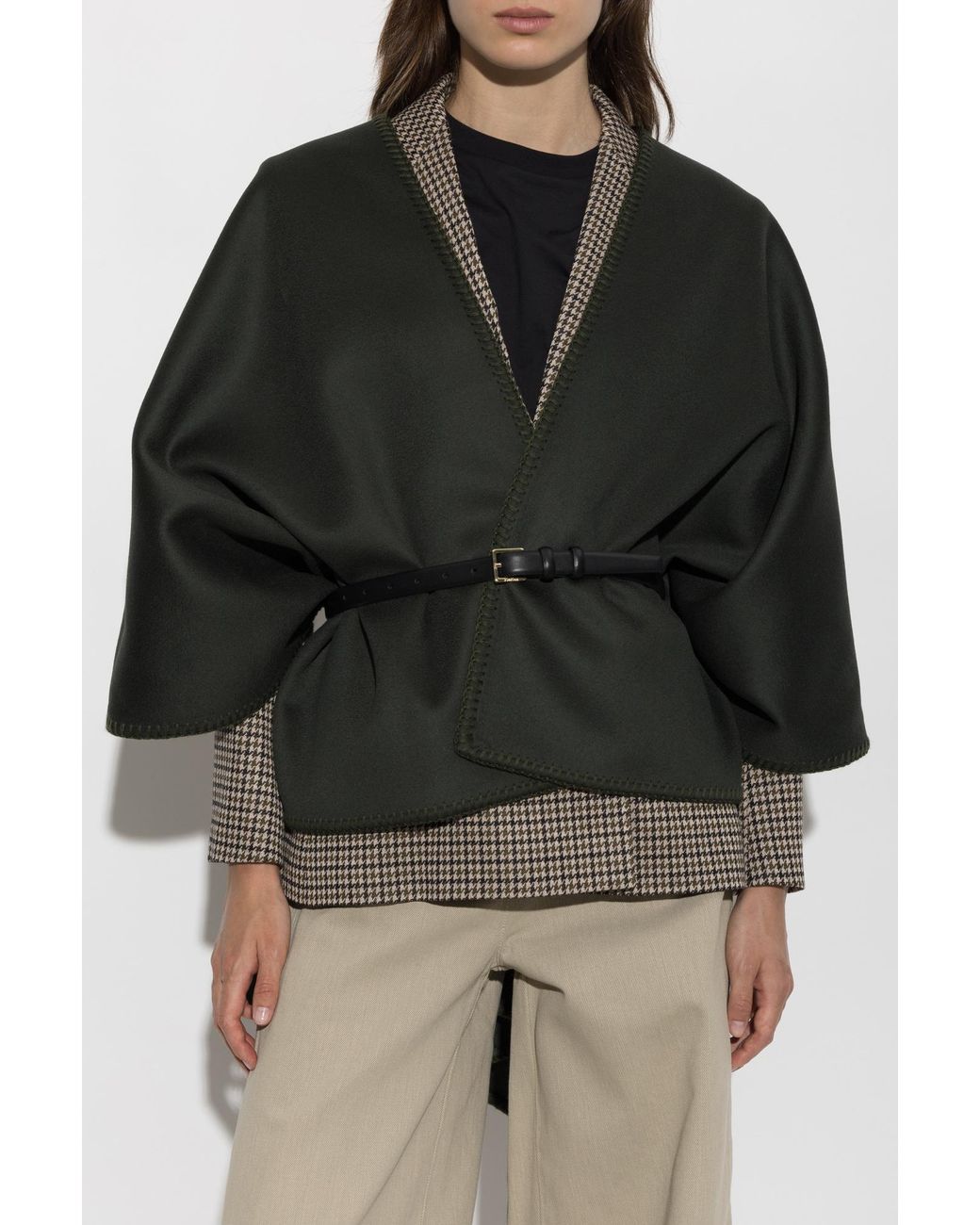 Max Mara Black Wool Poncho "Colomba"