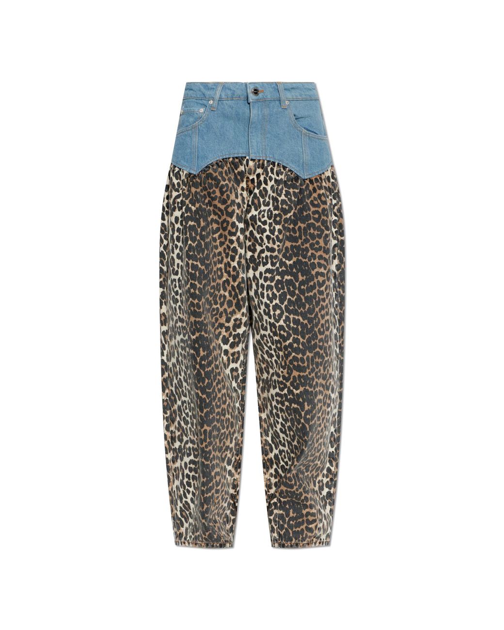Ganni Gray Jeans With Floral Motif