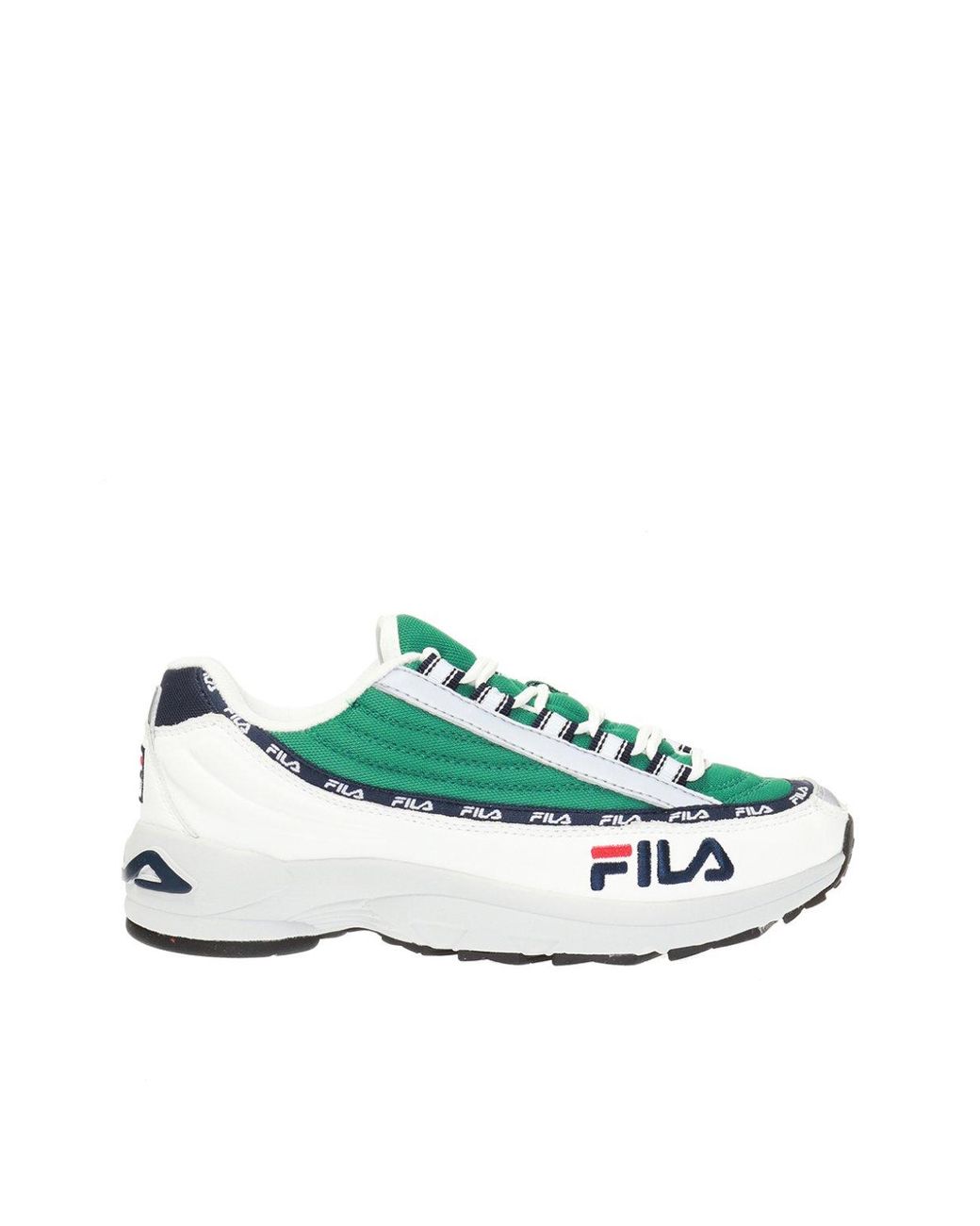 Fila Leather 'dstr97' Sneakers in Grey White Green (Green ... Fila Leather 'dstr97' Sneakers in Grey White Green (Green ...