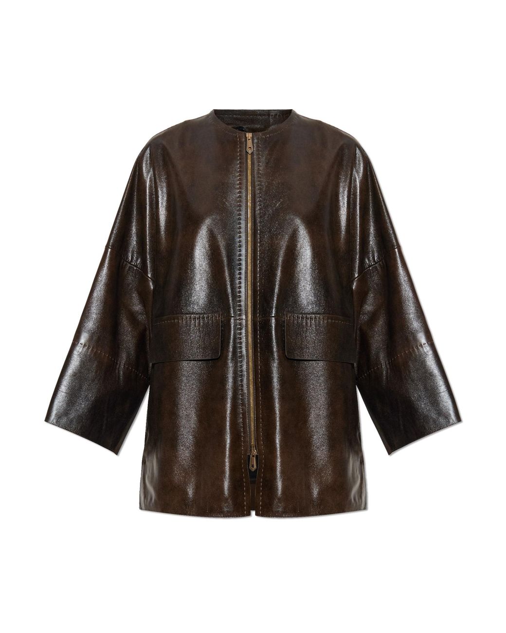 Max Mara Black Leather Jacket 'Gambero'