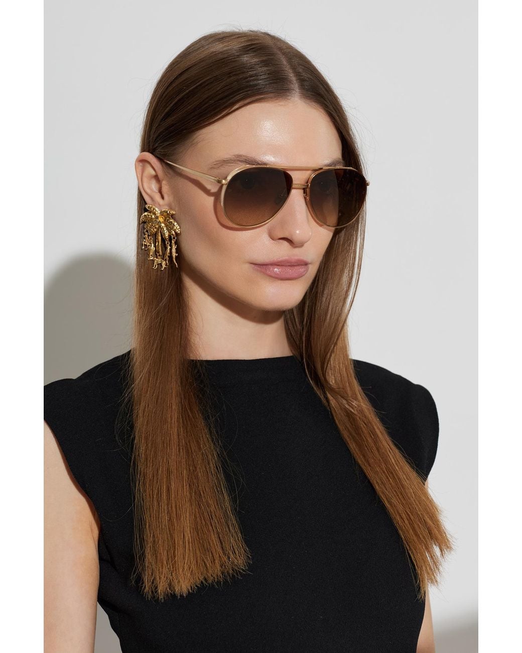 Linda Farrow Metallic 'Meret' Sunglasses