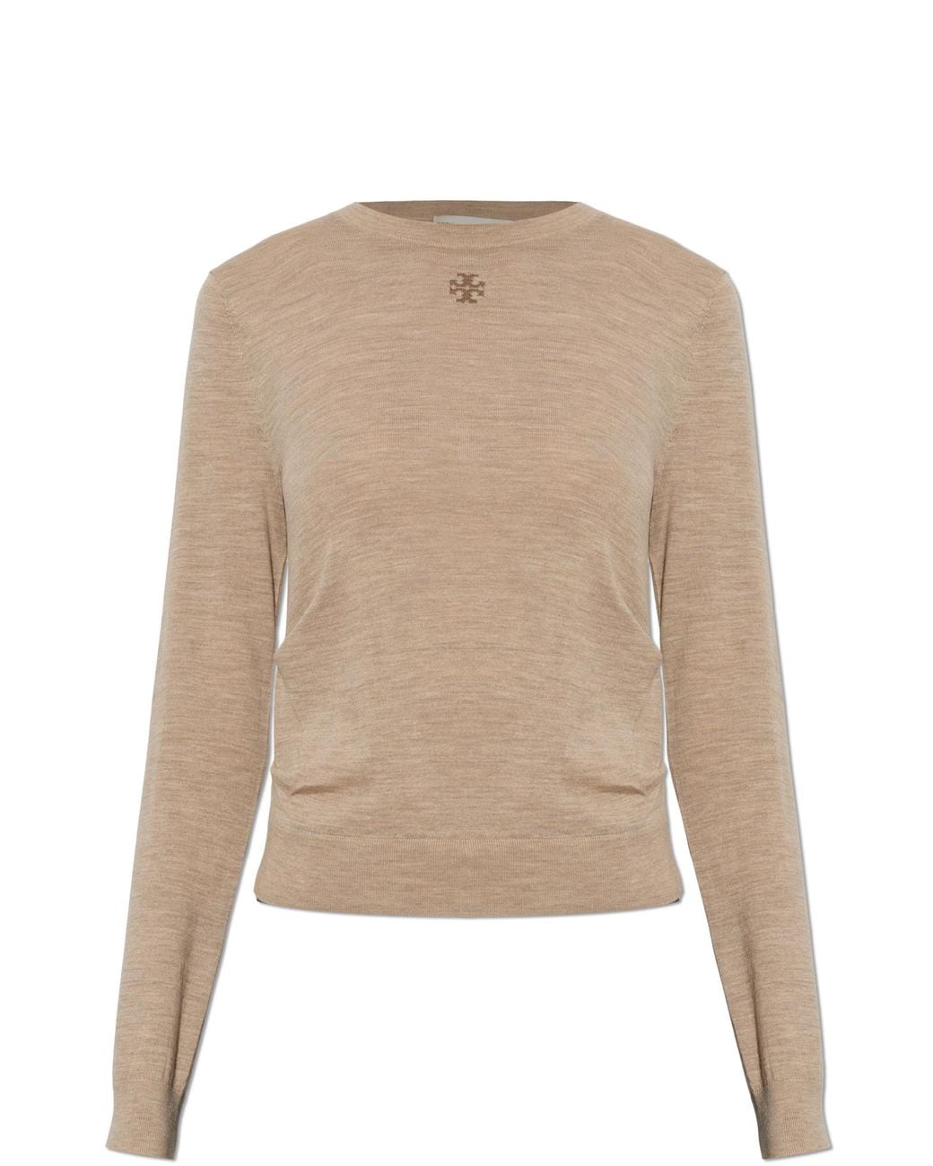 Tory Burch Natural Wool Sweater With Logo