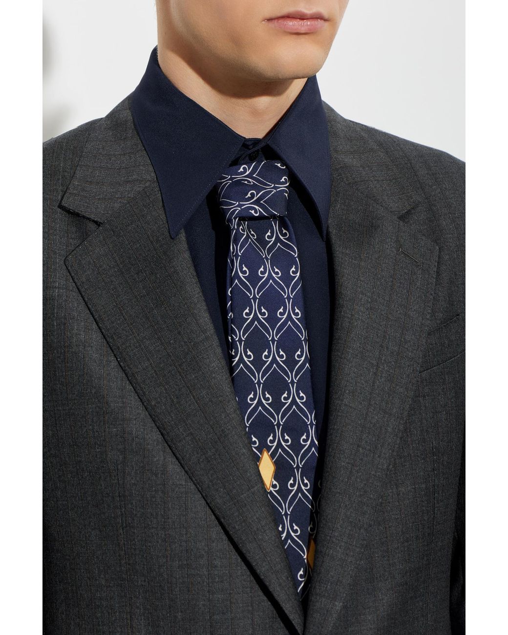 Dolce & Gabbana Blue Silk Tie With Pattern for men