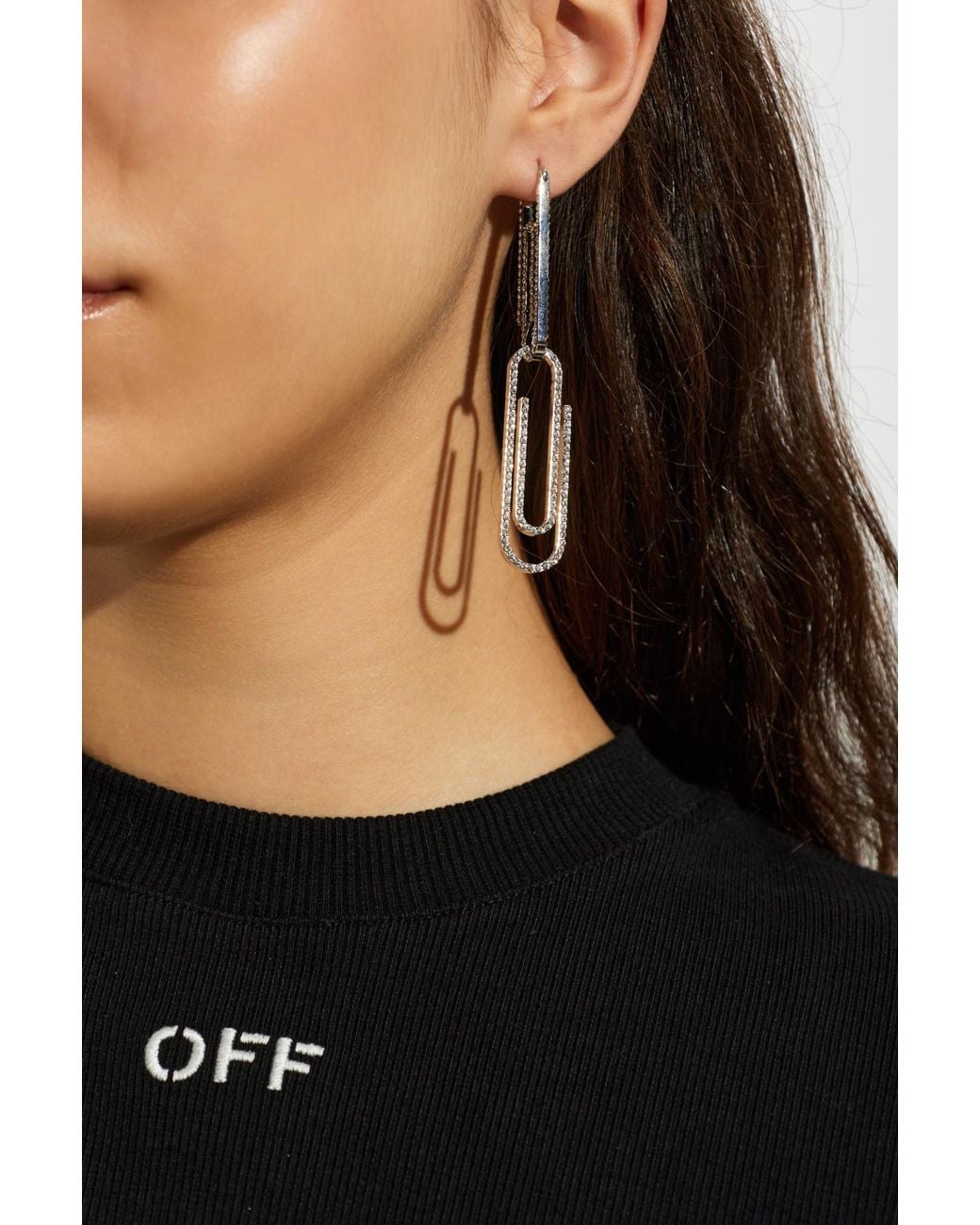 Off-White c/o Virgil Abloh White Earrings With Shimmering Crystals