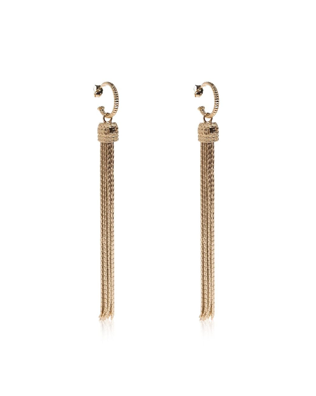 Balmain Metallic Brass Earrings With Tassels