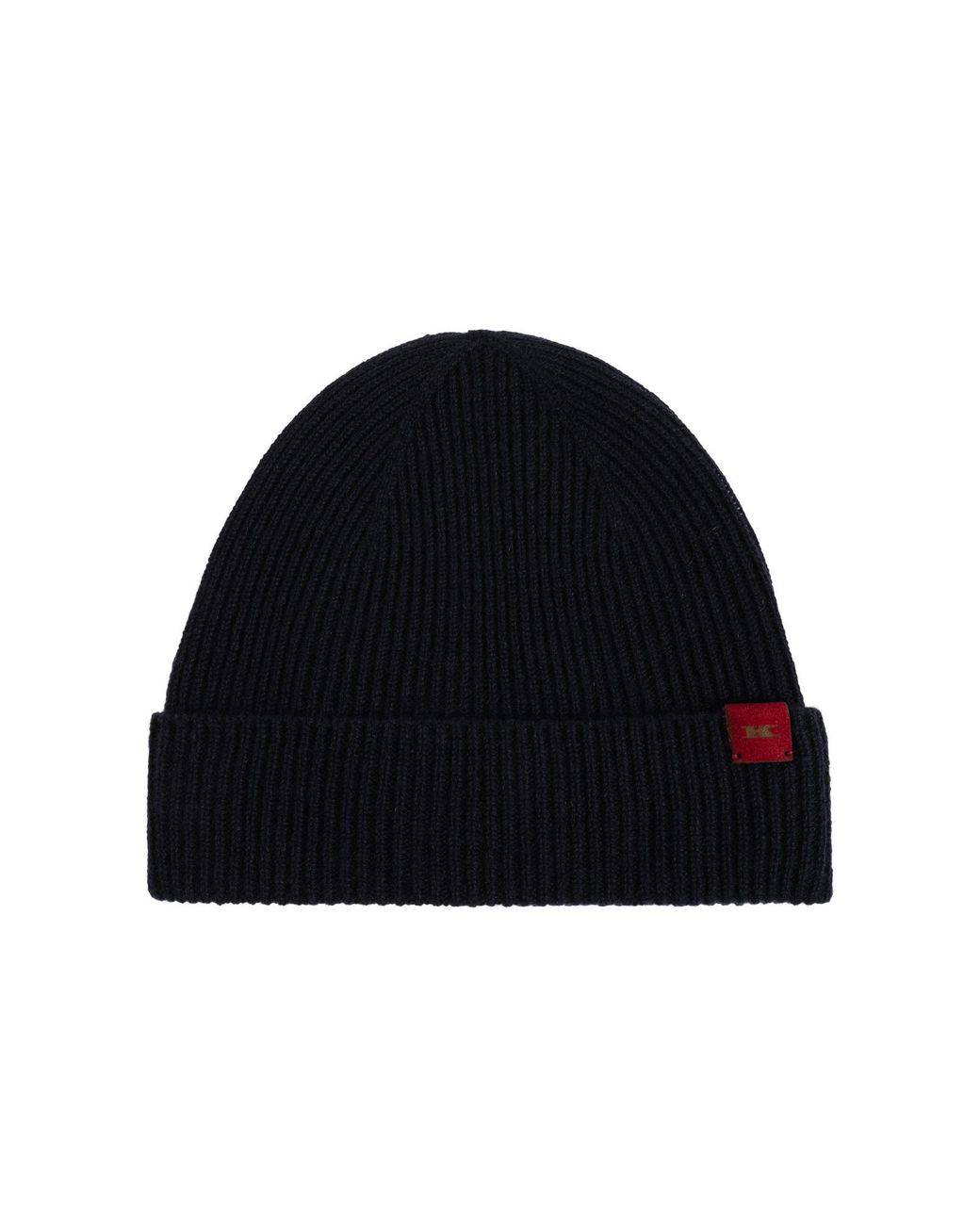 Kiton Blue Cashmere Beanie With Logo Patch for men