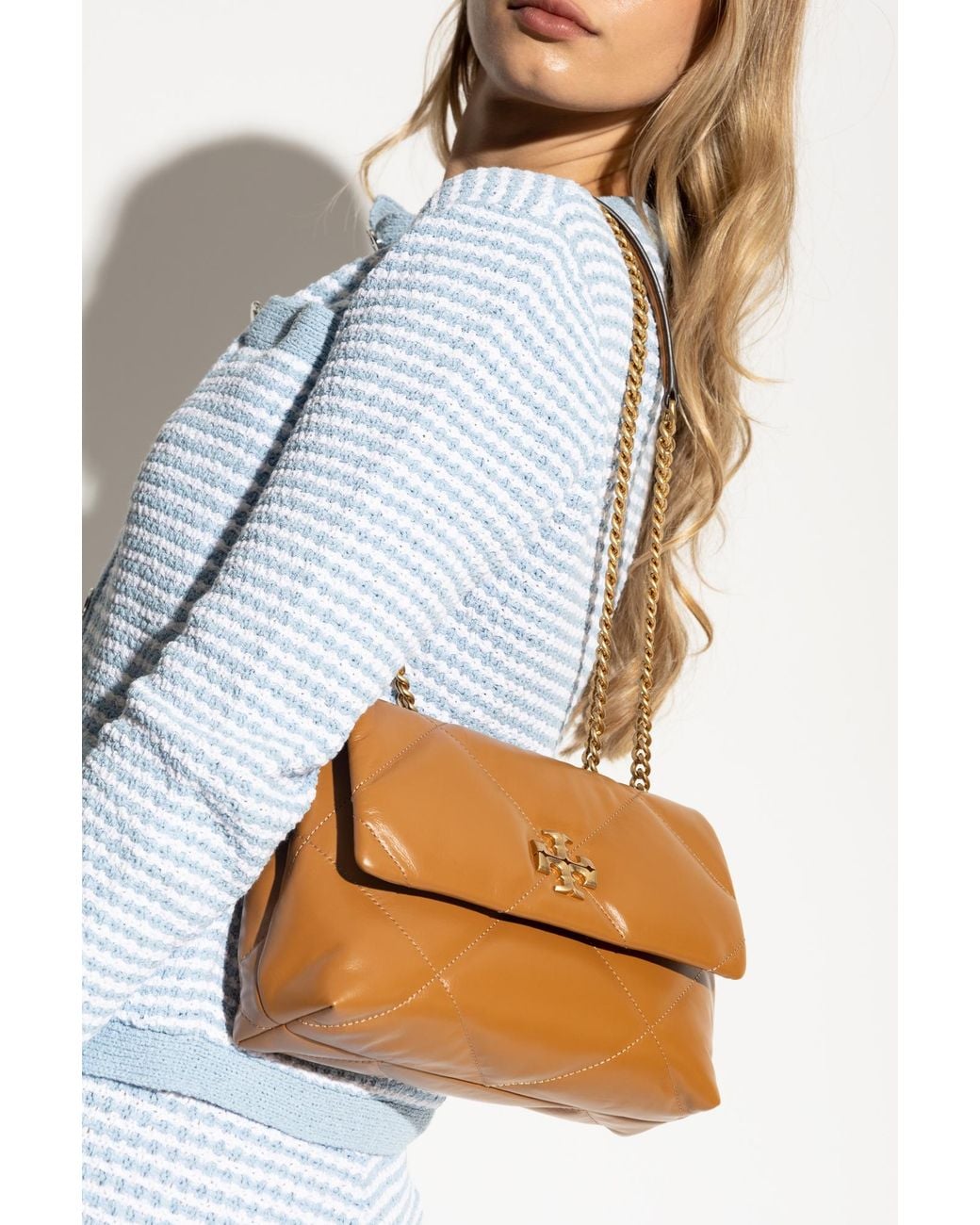 Tory Burch Brown Kira Diamond Small Shoulder Bag