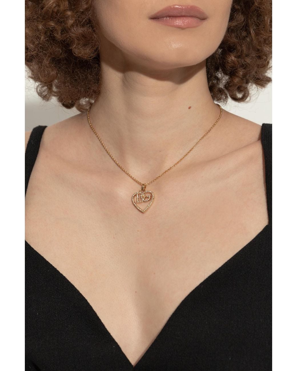 Dolce & Gabbana Metallic Necklace With A Heart-Shaped Pendant