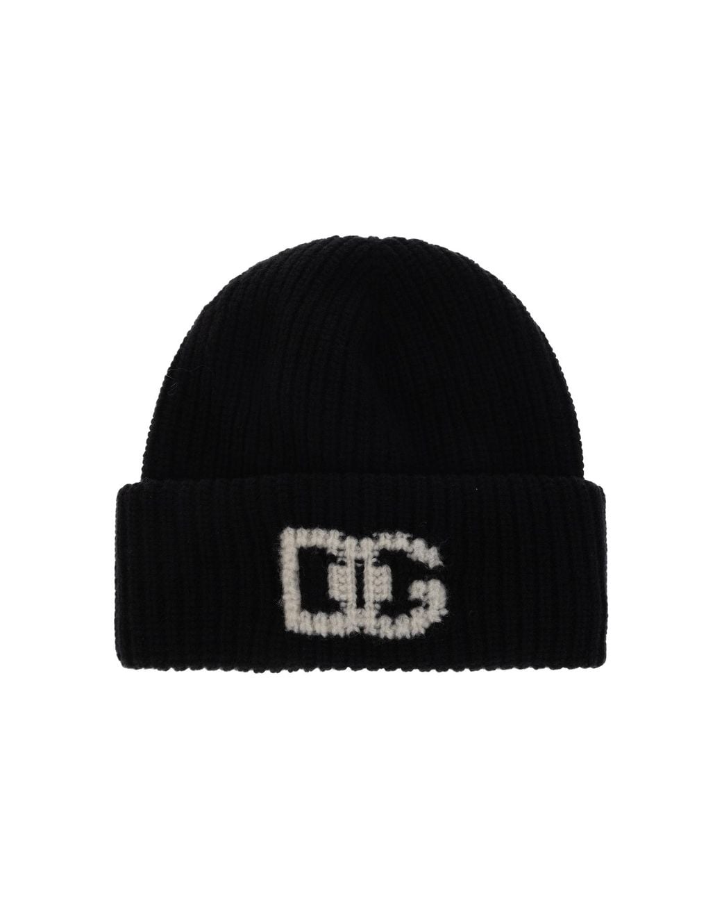 Dolce & Gabbana Black Wool Beanie With Logo for men