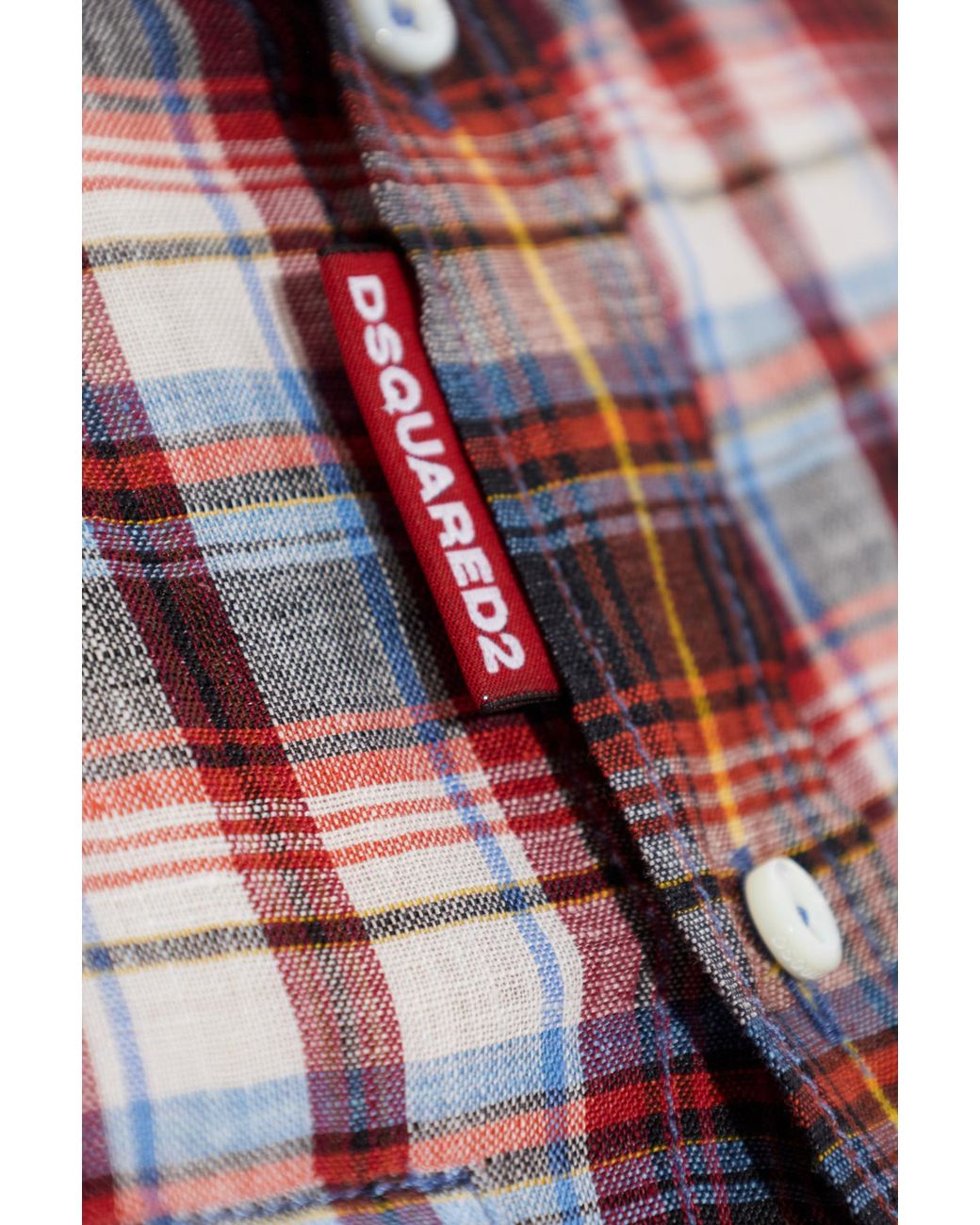 DSquared² Blue Linen Shirt With A Check Pattern