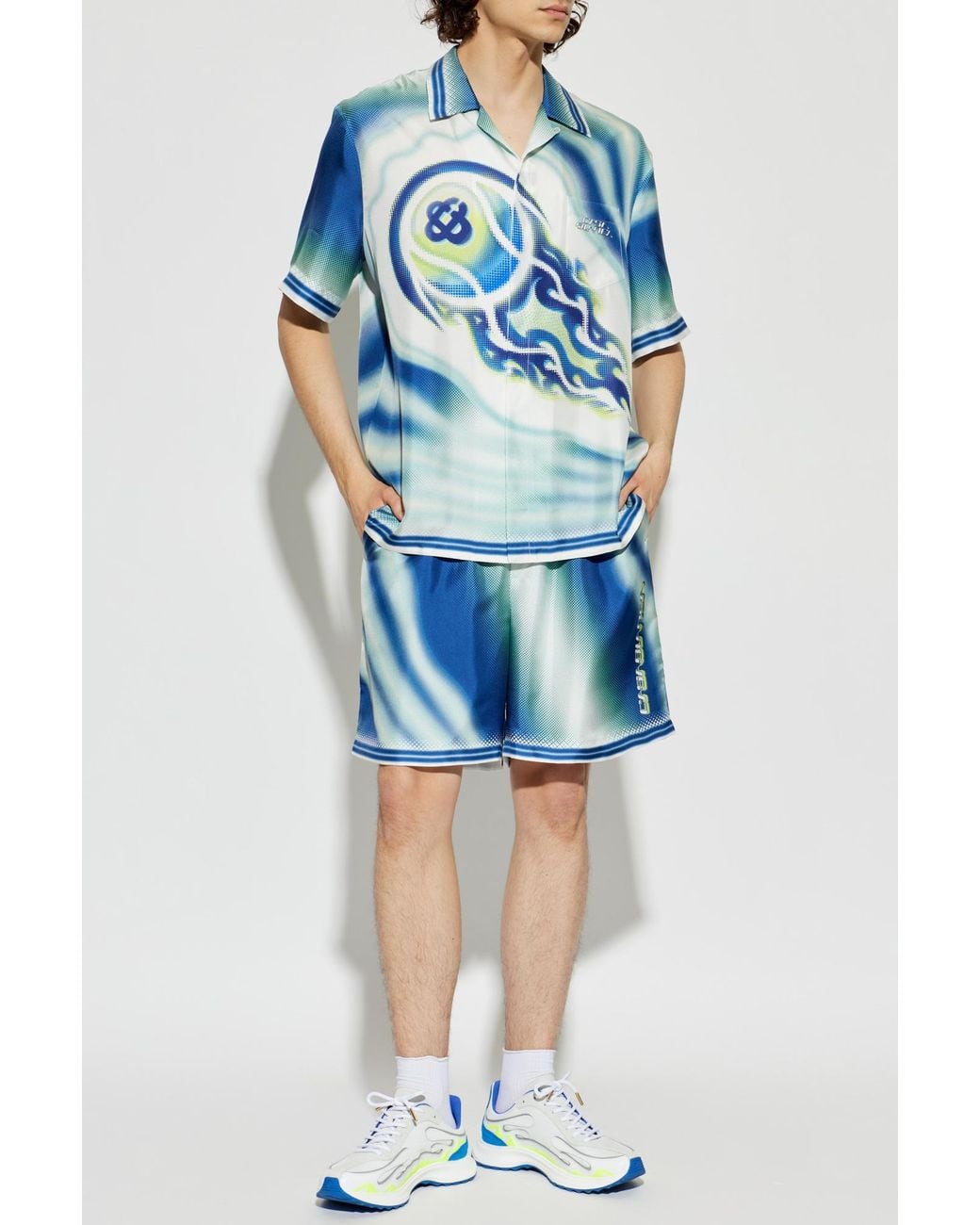 Casablanca Blue Silk Shorts for men