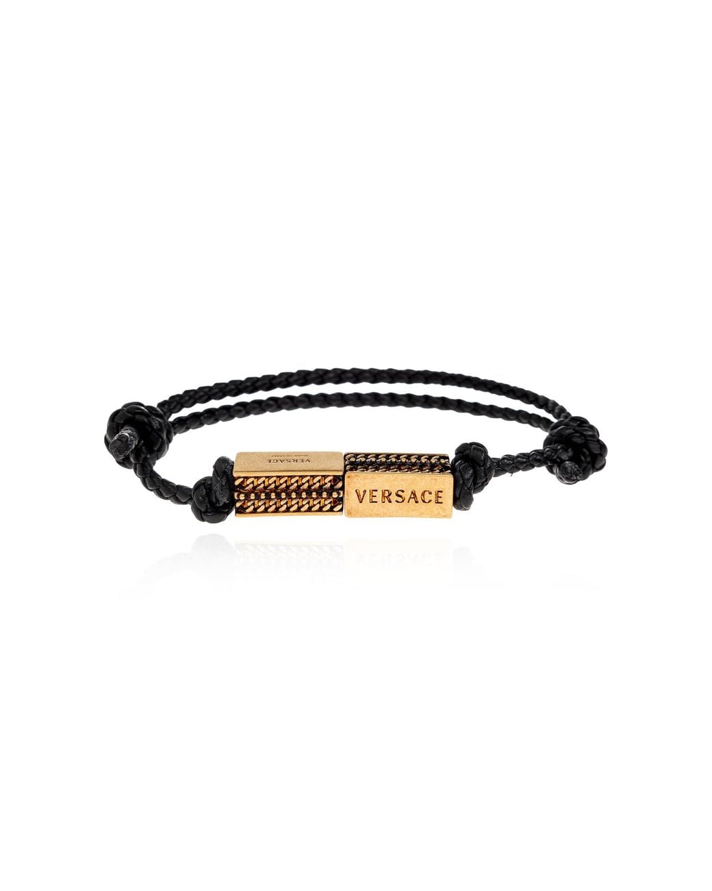 Versace Black Adjustable Logo Bracelet