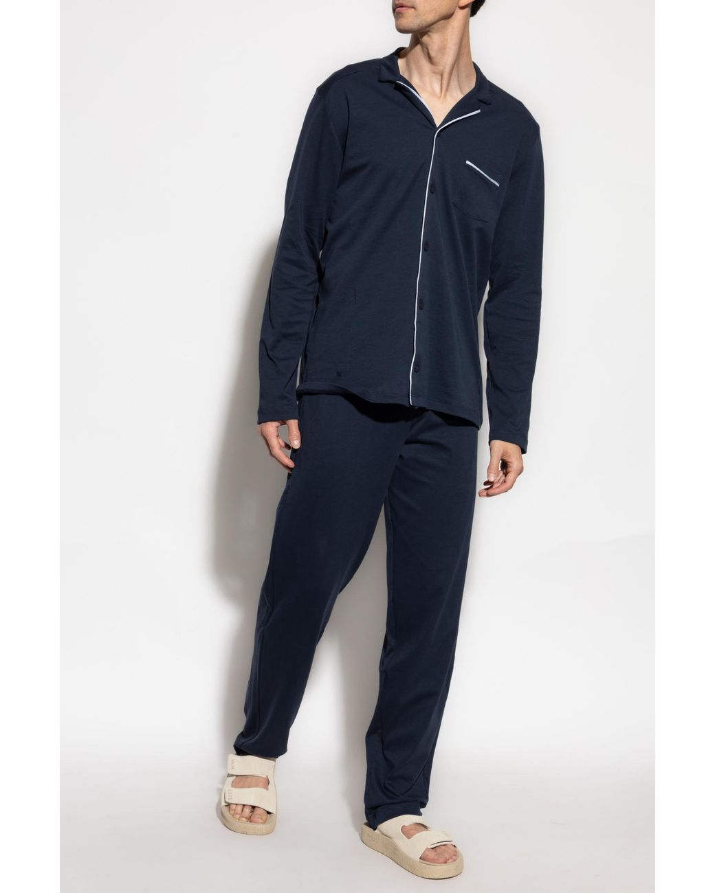 Hanro Blue Two-Piece Pajamas for men