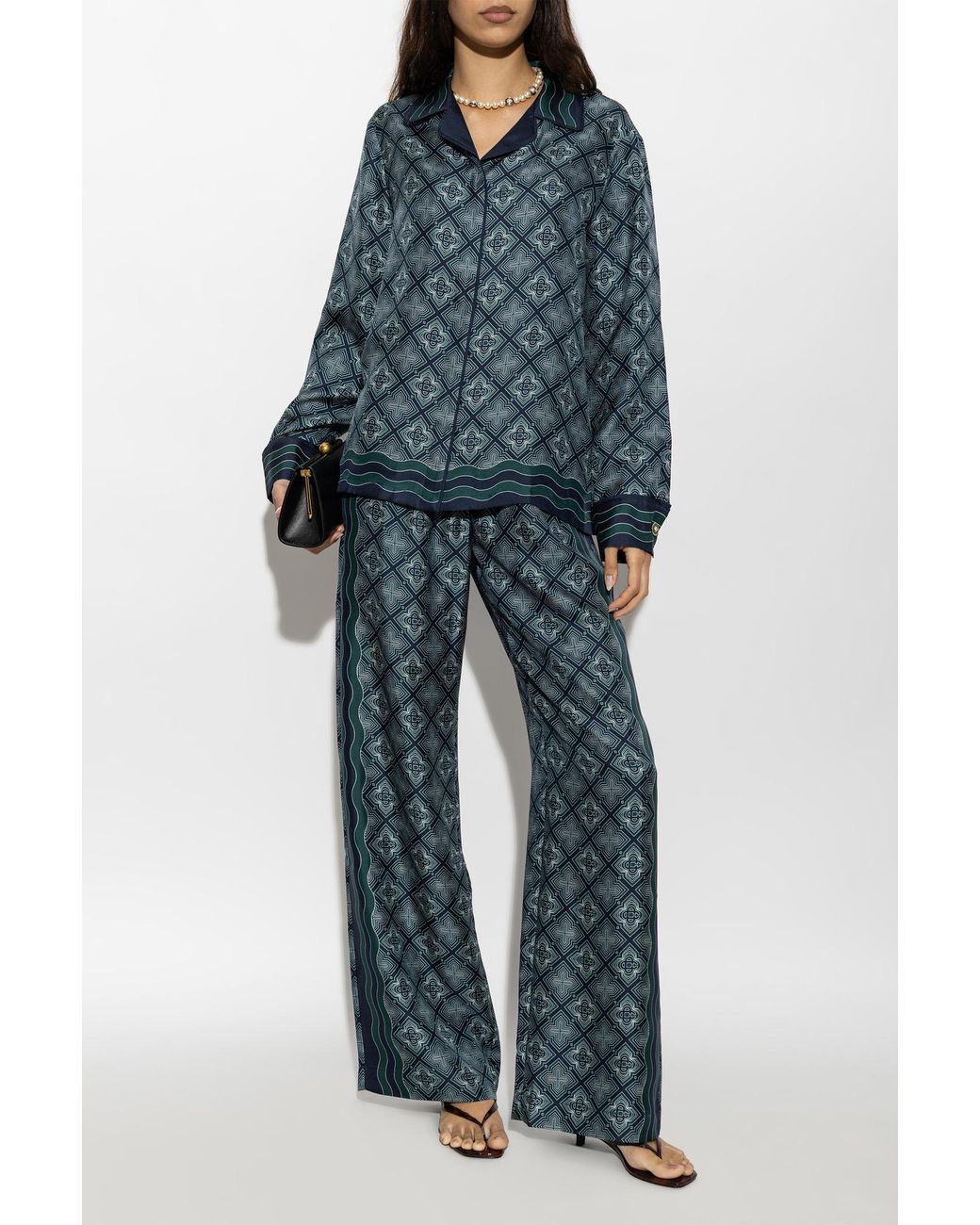 Casablanca Blue Silk Monogram Shirt