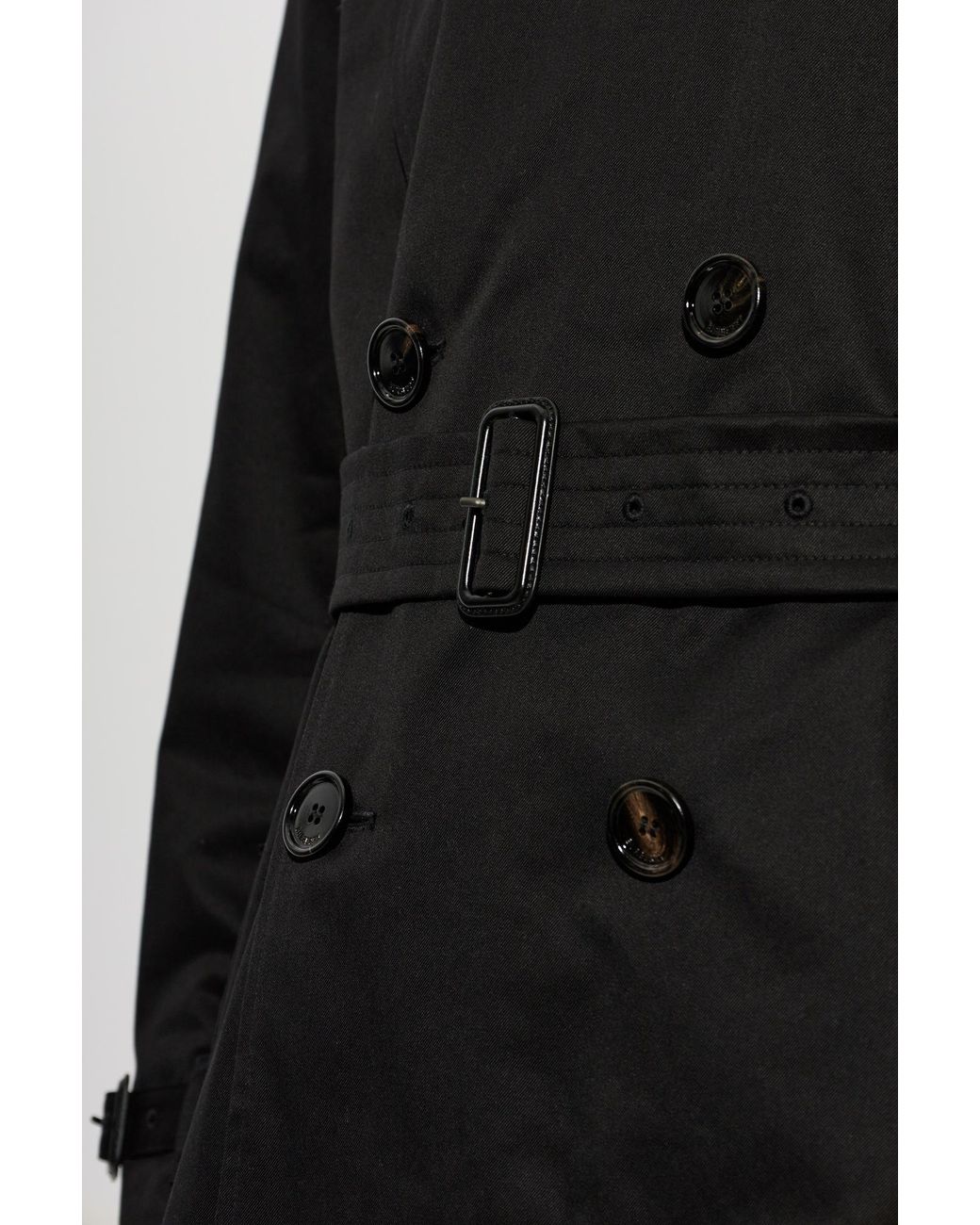 Burberry Black Wool Trench Coat 'Kensington' for men