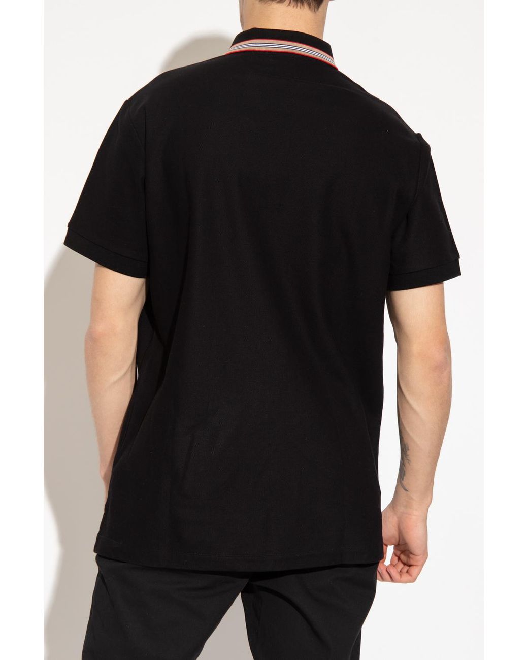 Burberry Cotton 'pierson' Polo Shirt in Black for Men | Lyst