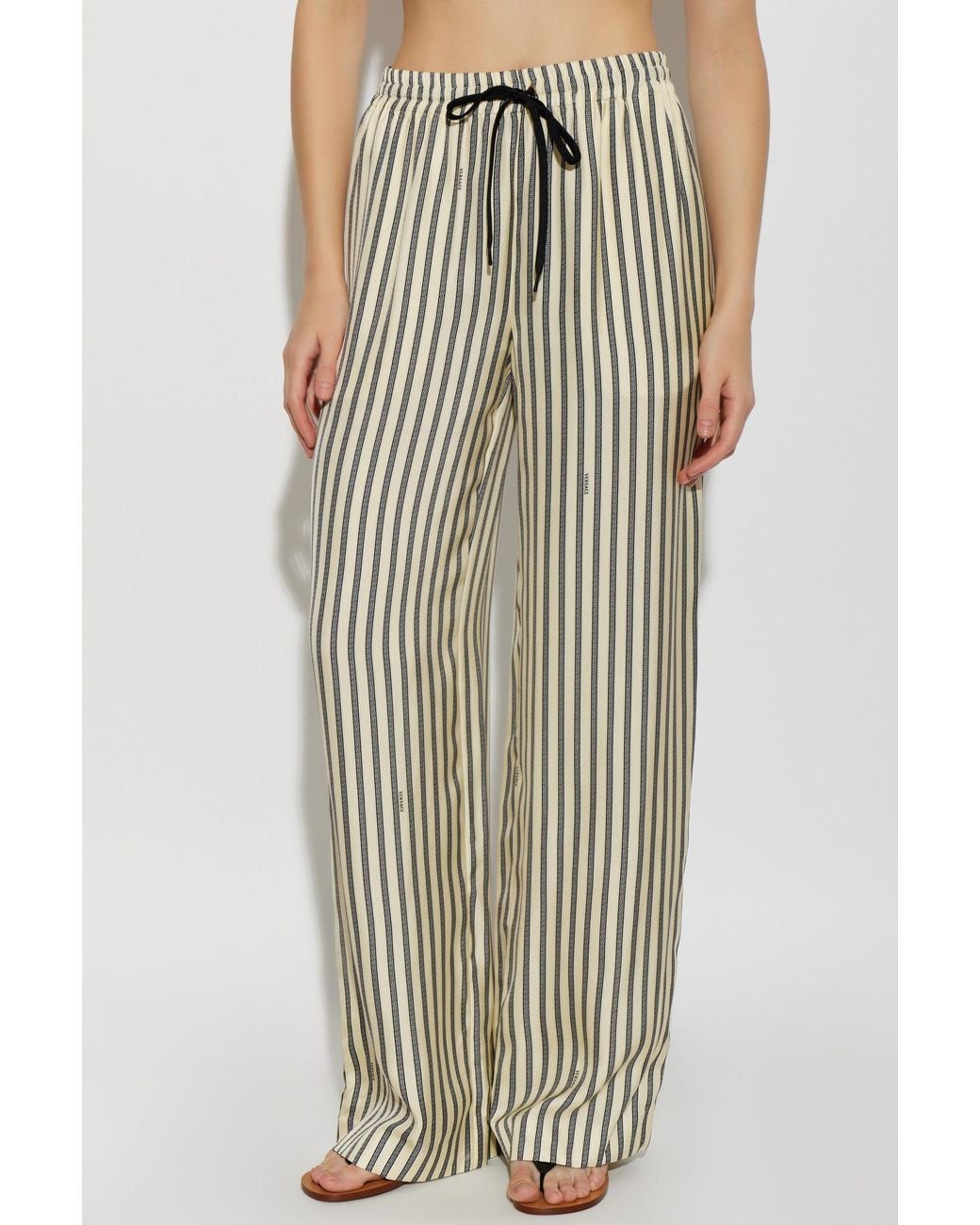 Versace White Silk Trousers With "The Meandros" Print
