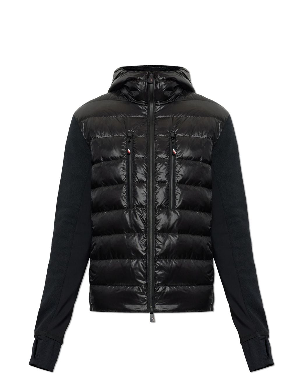 Moncler Black Wool Jacket With A Down-Filled Front for men