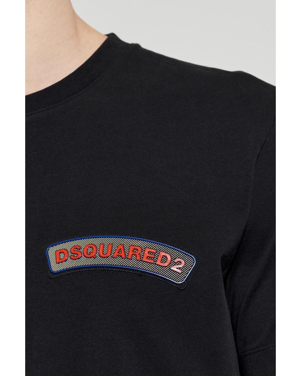 DSquared² Black T-Shirt With Logo Patch for men