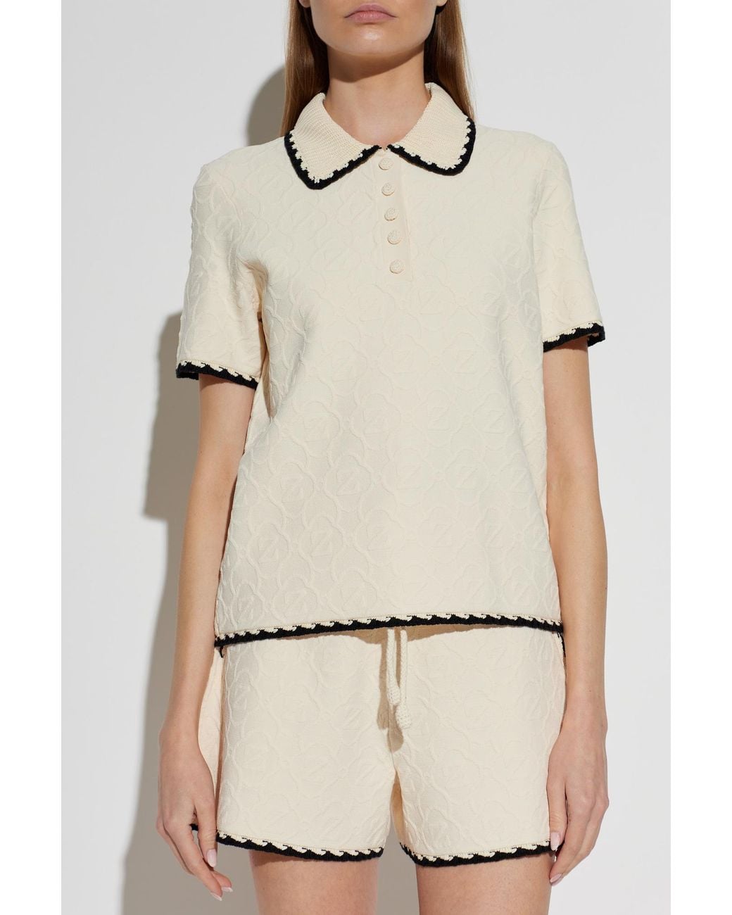 Zimmermann Natural Patterned Polo Shirt