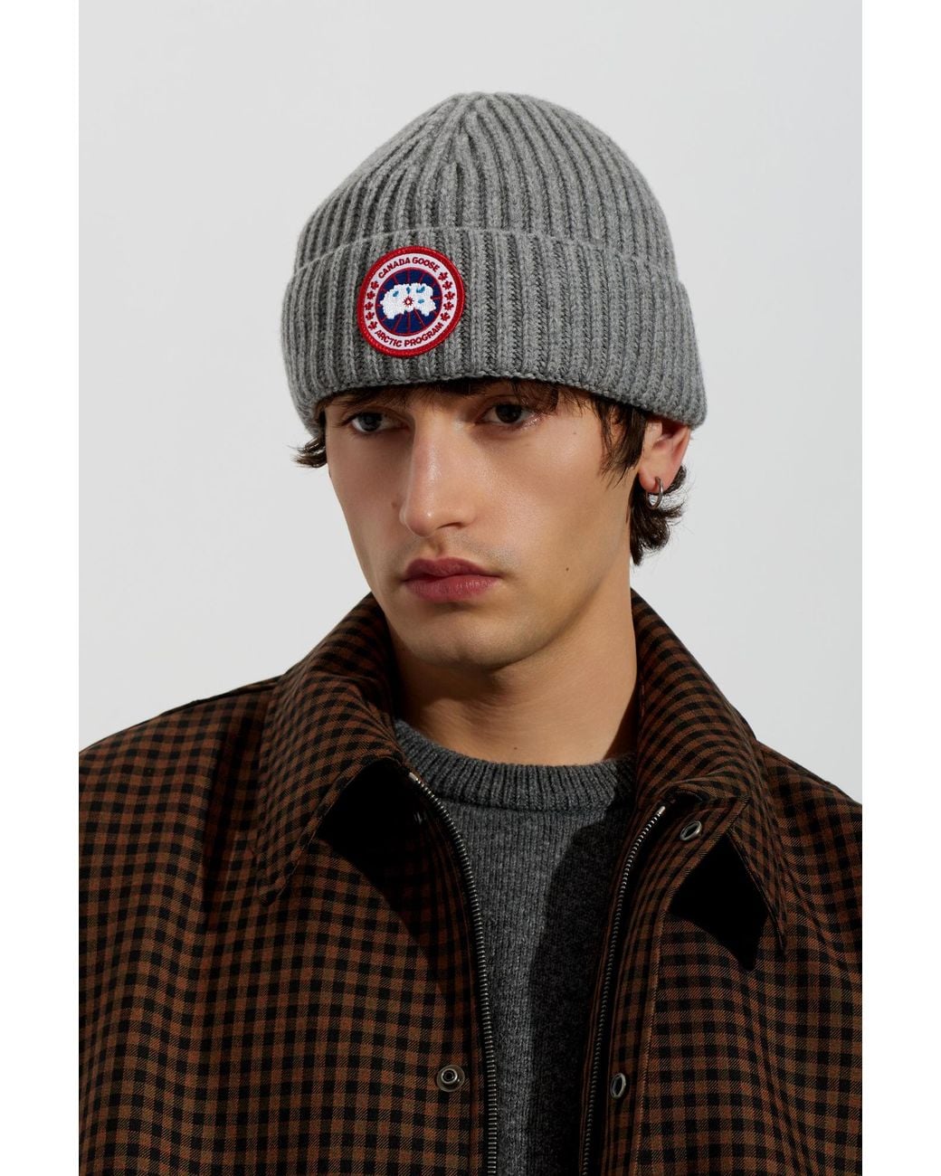 Canada Goose Black Wool Beanie With Logo Patch