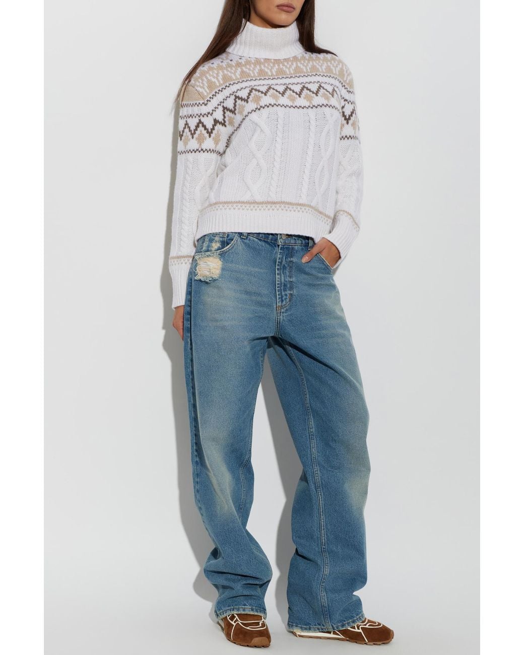 Bogner Gray Cashmere Turtleneck Sweater 'Lorely'