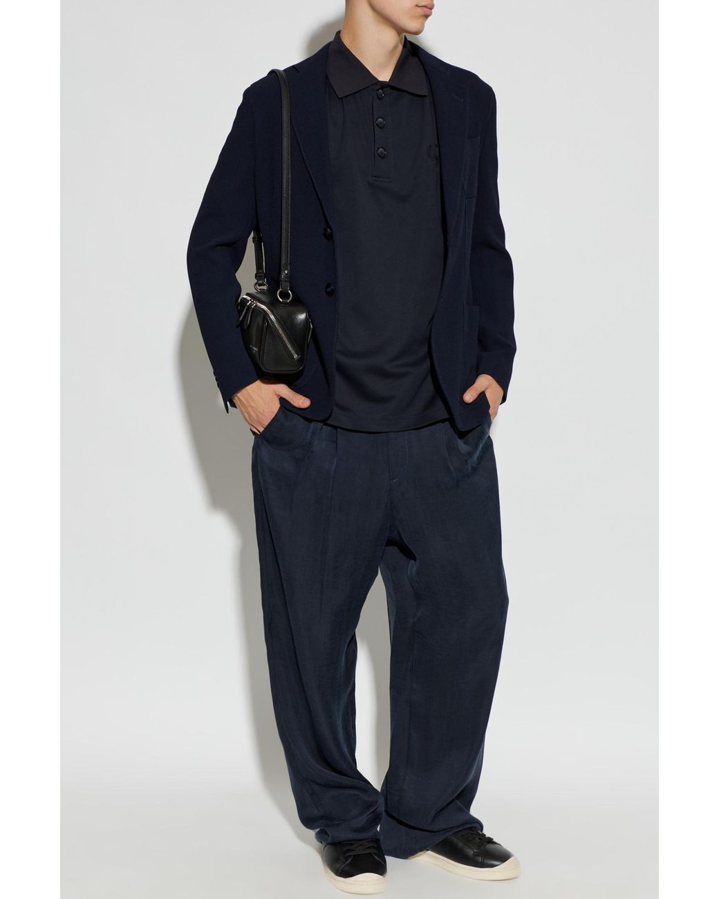 Giorgio Armani Blue Polo With Embroidered Logo for men