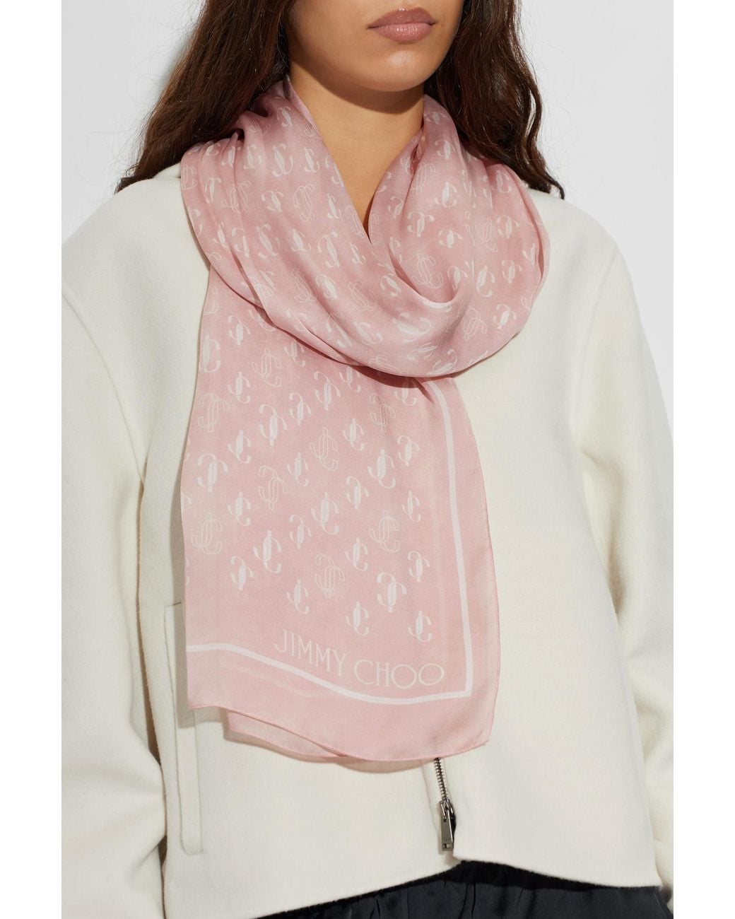 Jimmy Choo Pink Silk Scarf