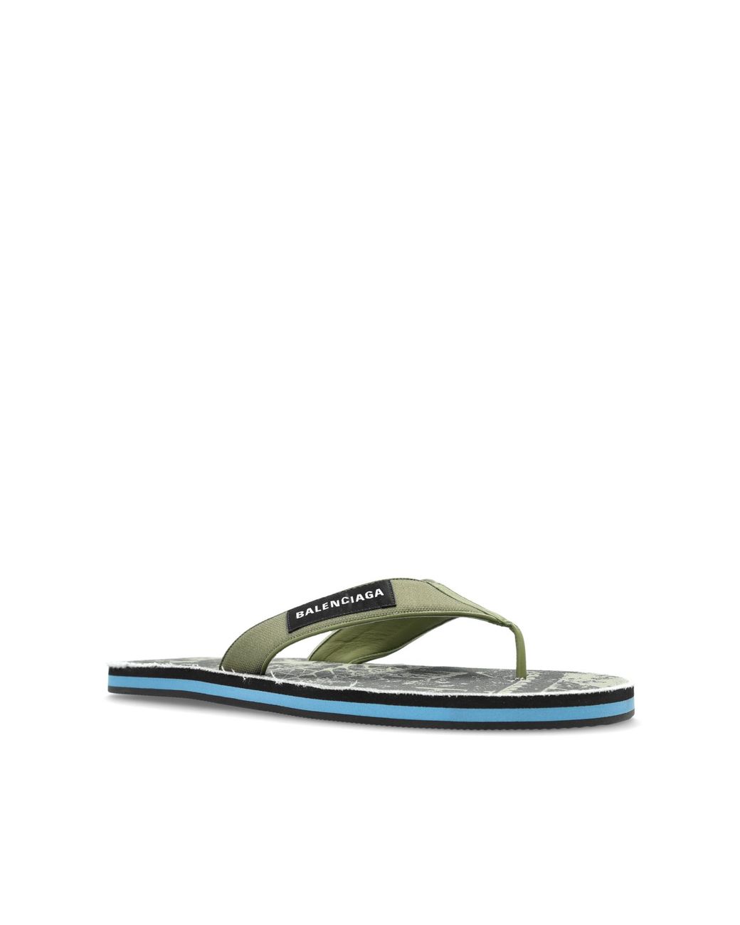 Balenciaga Green Flip-Flops With Logo for men