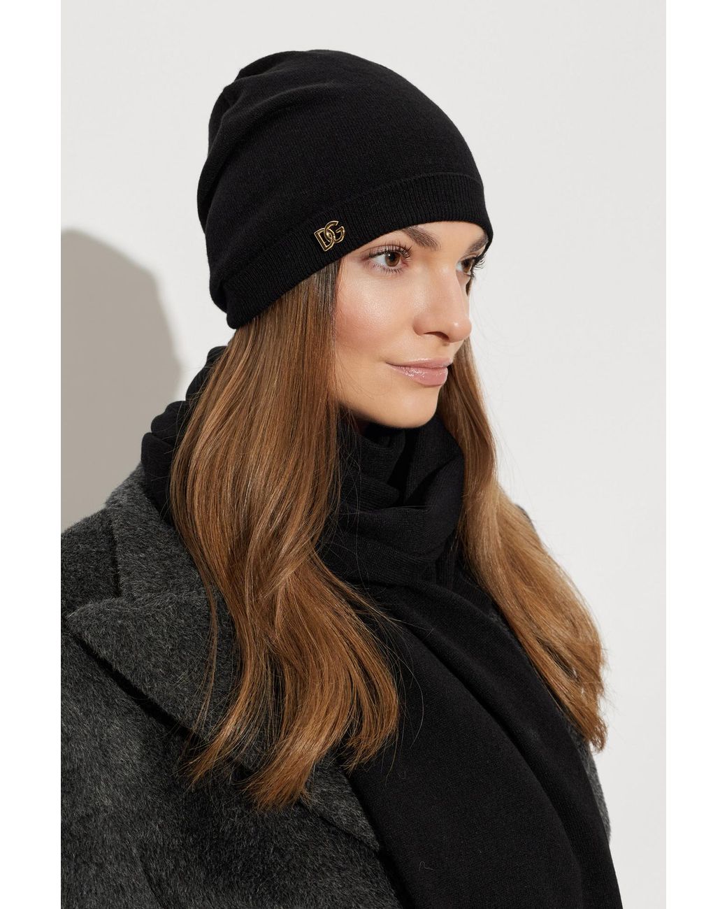 Dolce & Gabbana Black Cashmere Hat With Appliqué