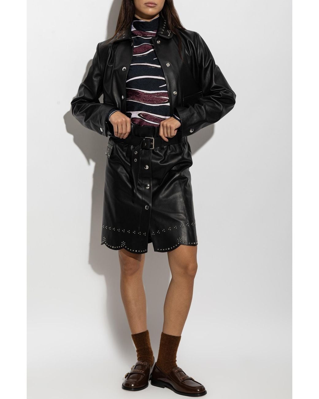 Marni Black Leather Jacket With Collar