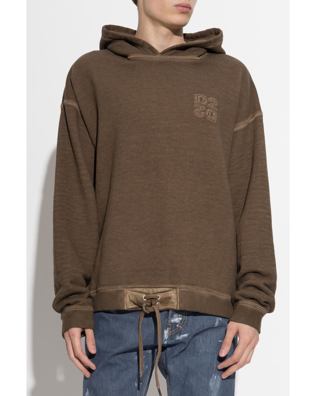 DSquared² Brown Cotton Logo Hoodie for men