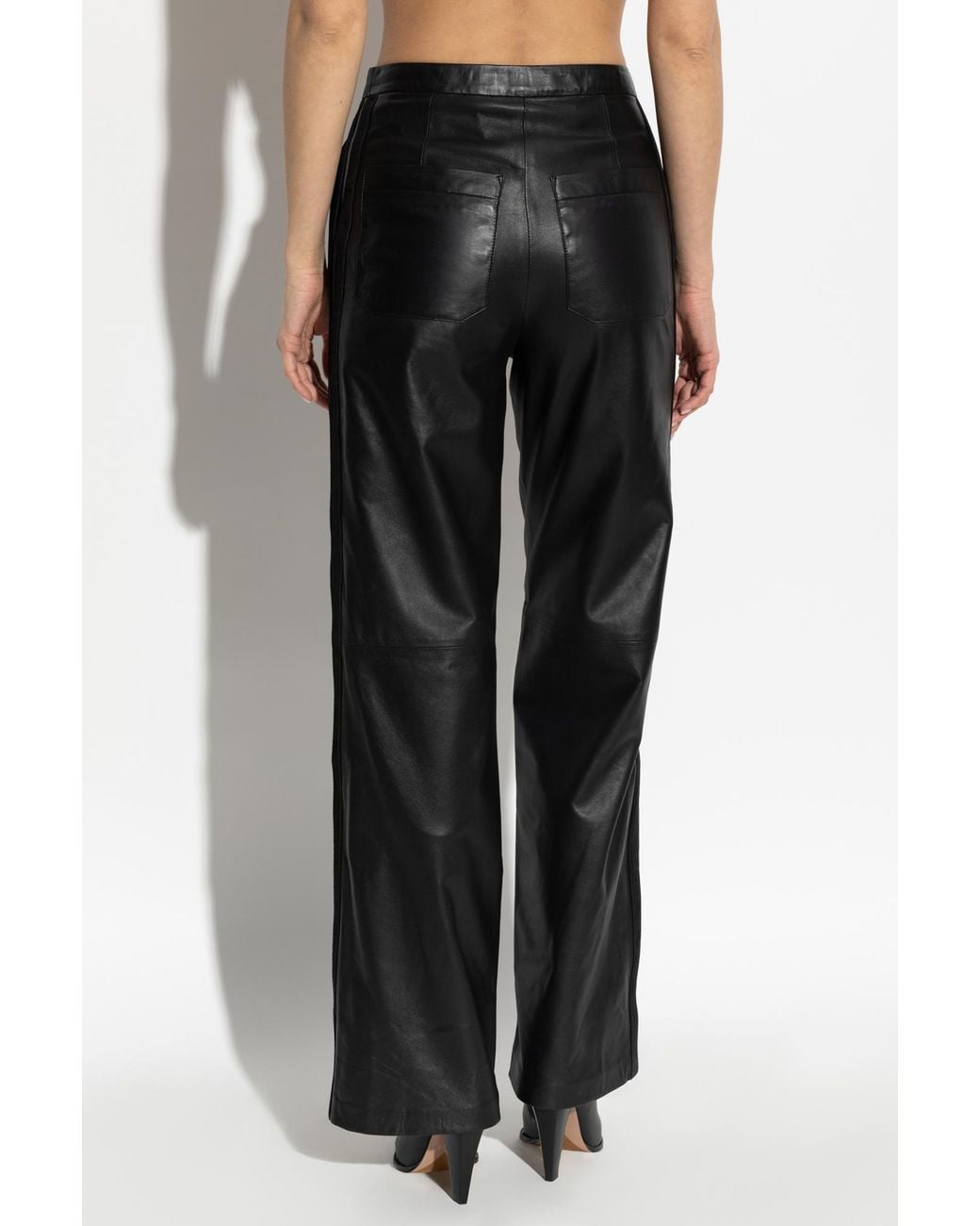 IRO Black Leather Trousers Uleth