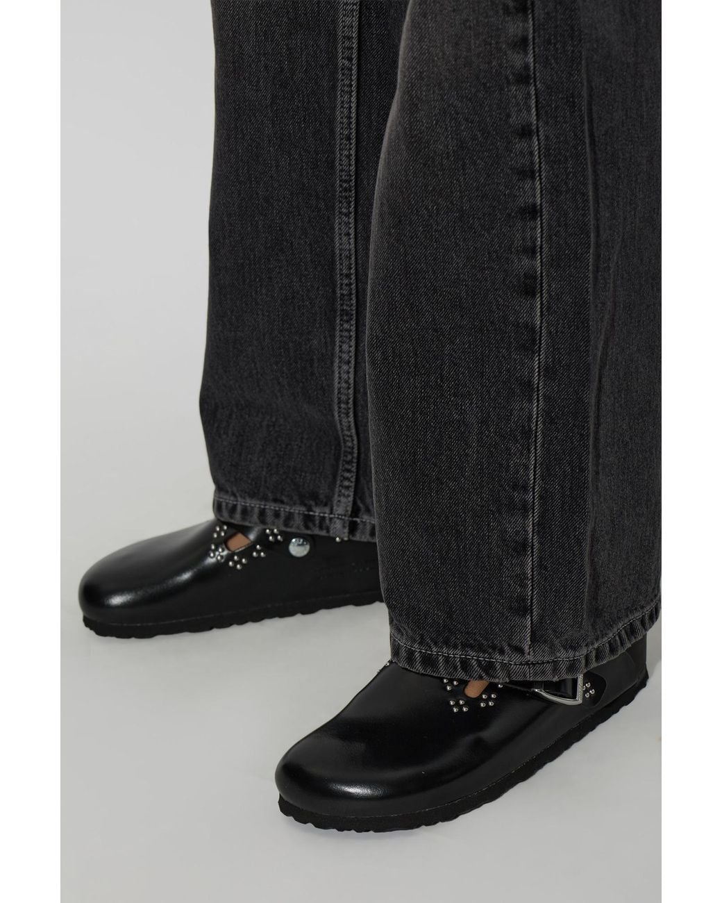 Birkenstock Black 'Boston Rivet Border Small' Slides