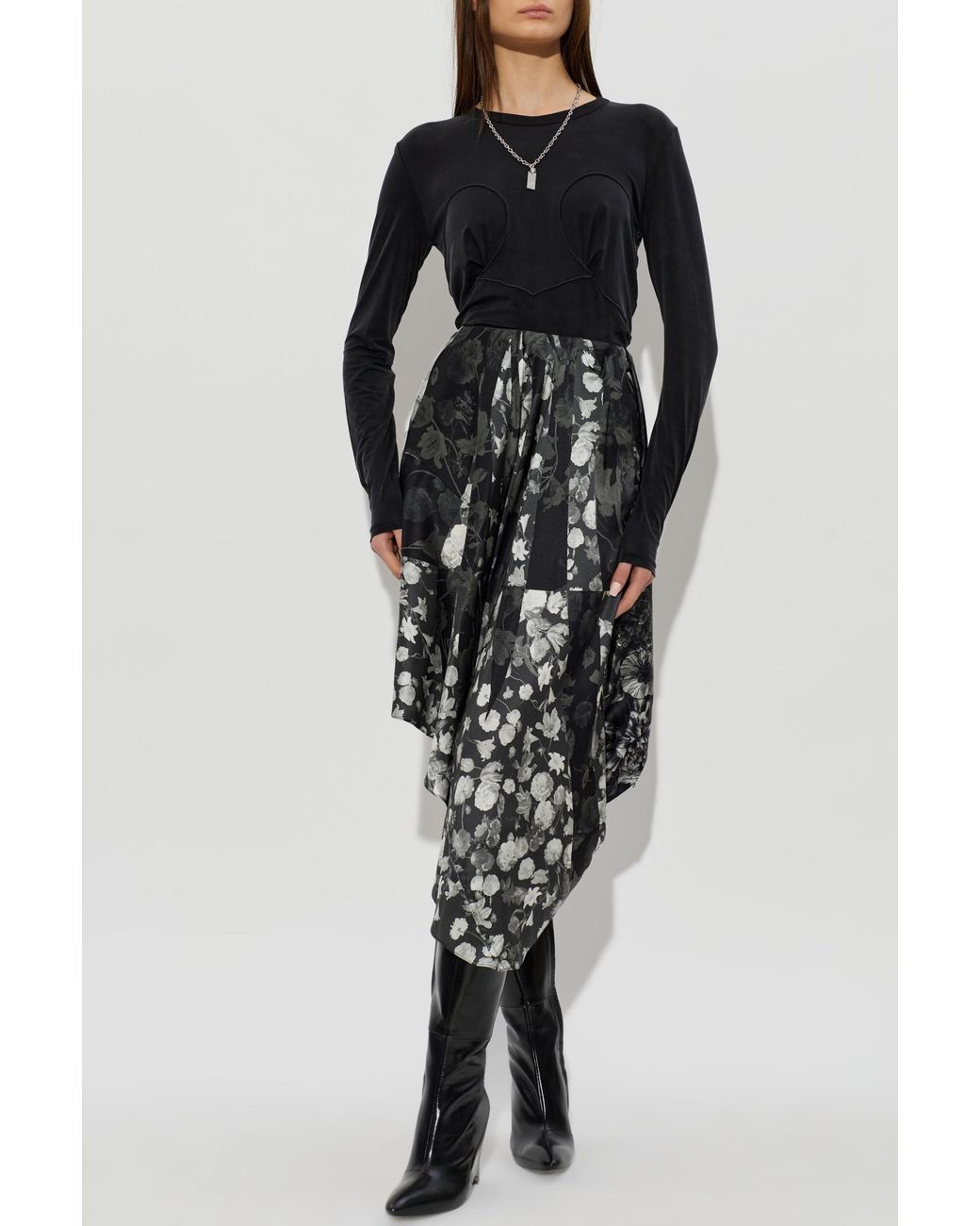 Maison Margiela Black Top With Decorative Stitching