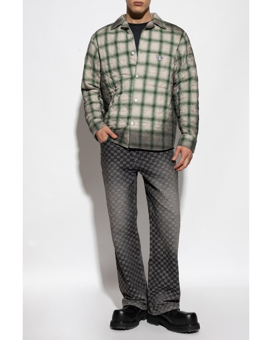 M I S B H V Green Quilted Shirt for men