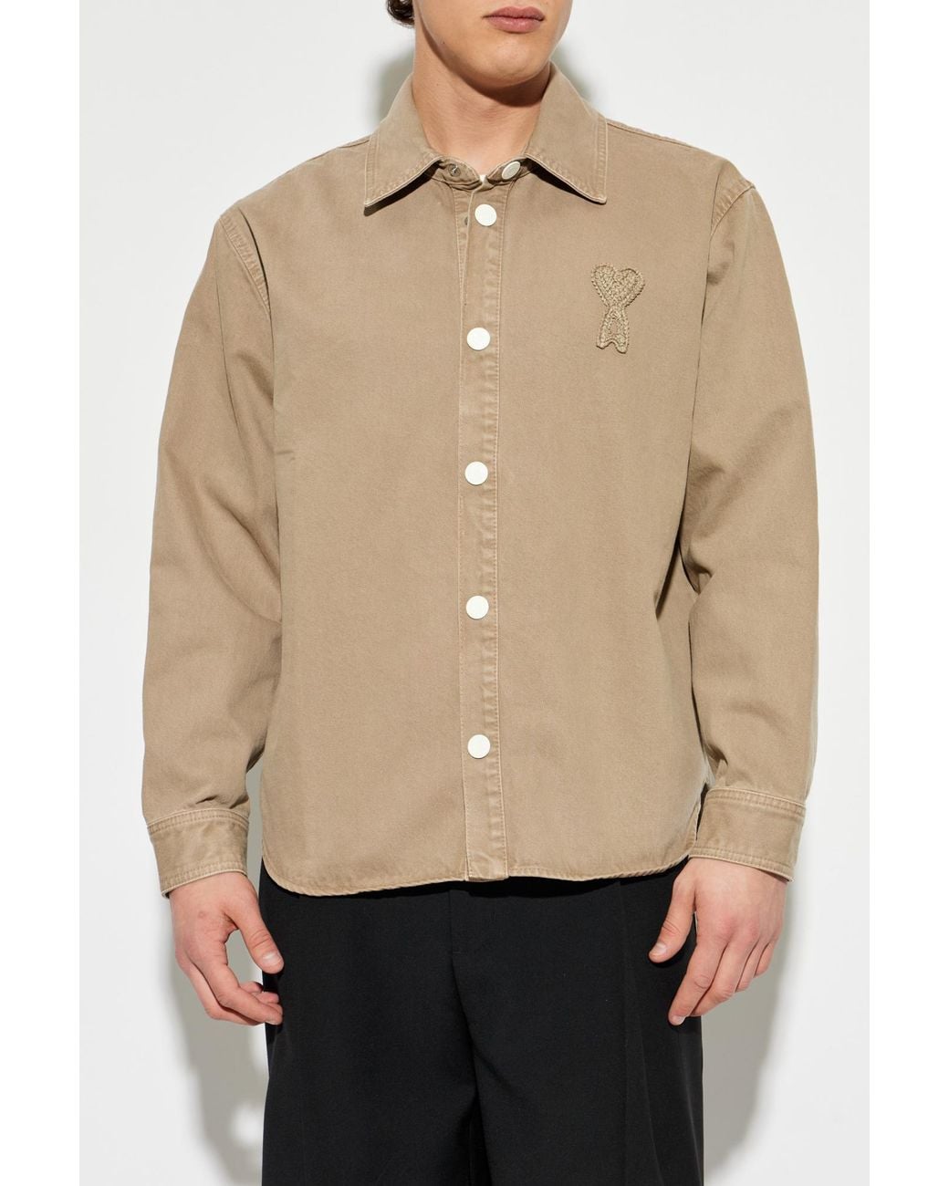 AMI Natural Denim Jacket With Patch for men