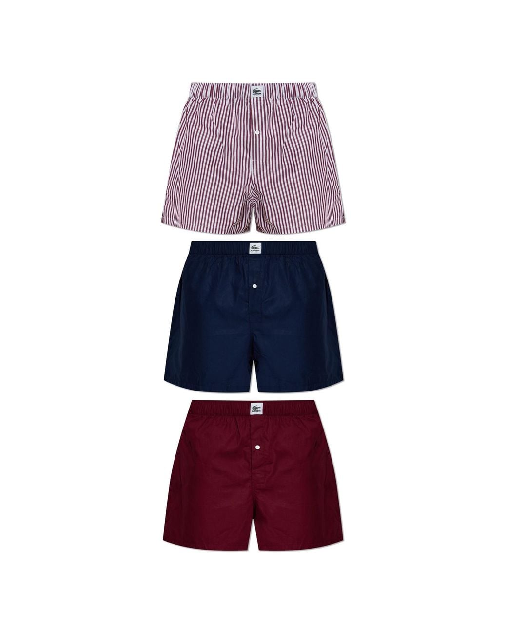 Lacoste Red Three-Pack Of Cotton Boxer Shorts for men