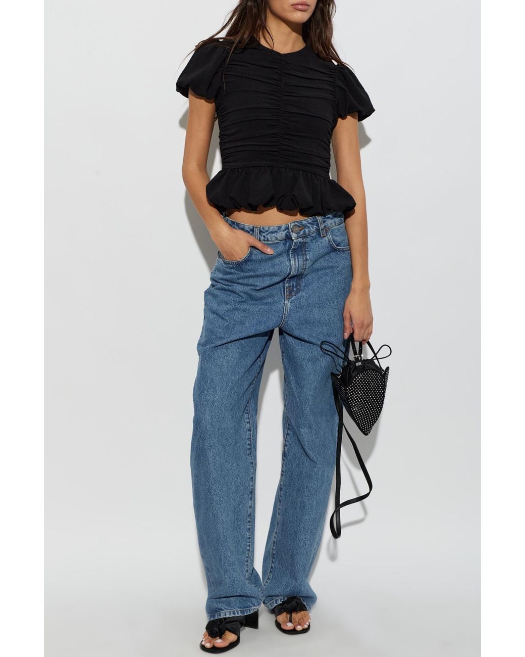 ROTATE BIRGER CHRISTENSEN Black Draped Top