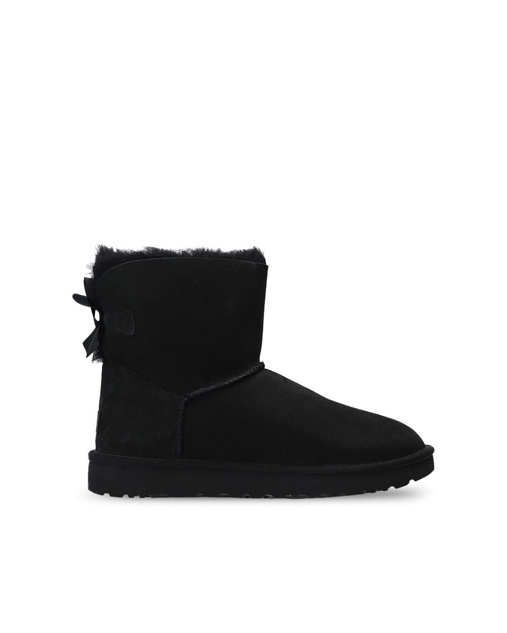 Ugg Black Mini Bailey Bow Ii Suede Shearling Winter Boots