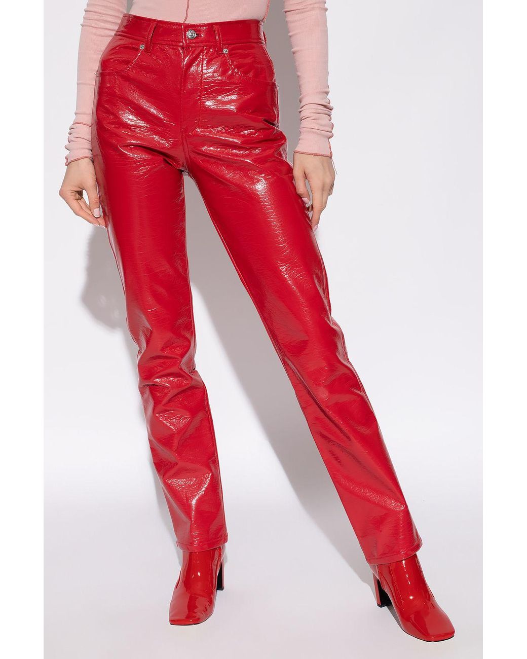 【新品】DIESEL ディーゼル P-ARCY フェイクレザー　 赤 26 DIESEL 'p-arcy' Trousers in Red | Lyst