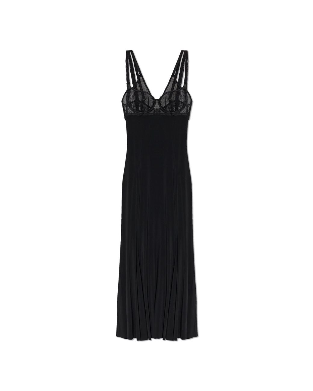 Dolce & Gabbana Black Strappy Dress With Lace Inserts