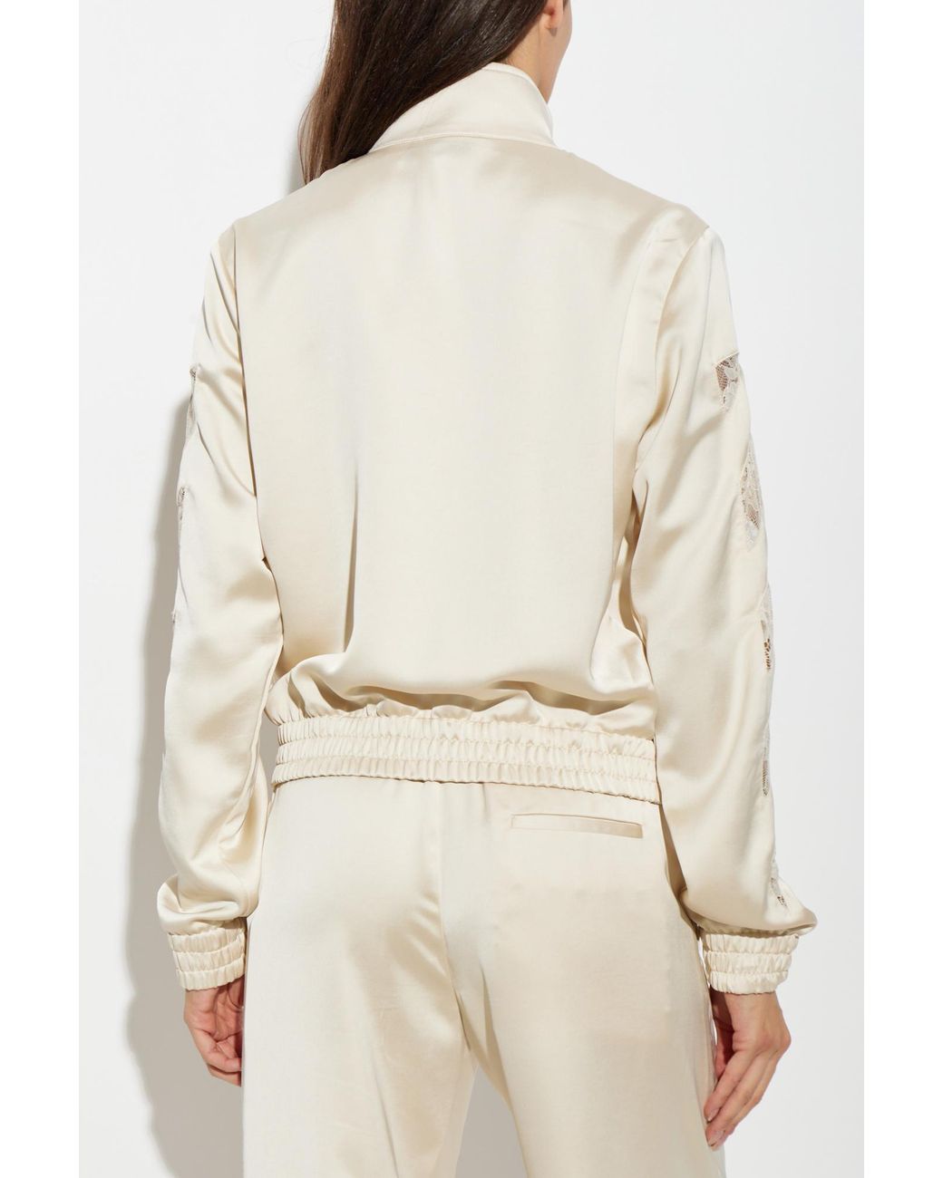 Off-White c/o Virgil Abloh White Satin Jacket With Lace Inserts