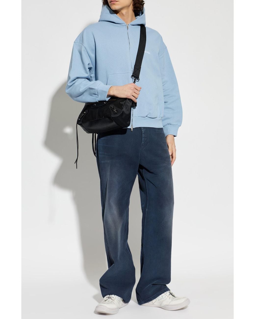 Balenciaga Blue Sweatshirt With Embroidered Logo for men